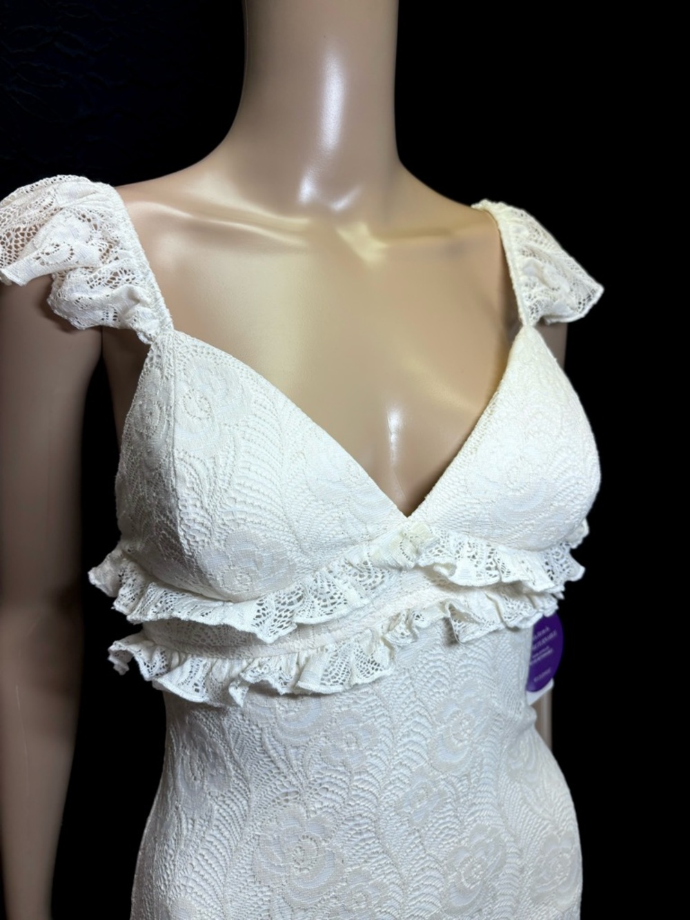 Windsor Ivory Lace Ruffle Backless Maxi Dress - Picture 2 of 8